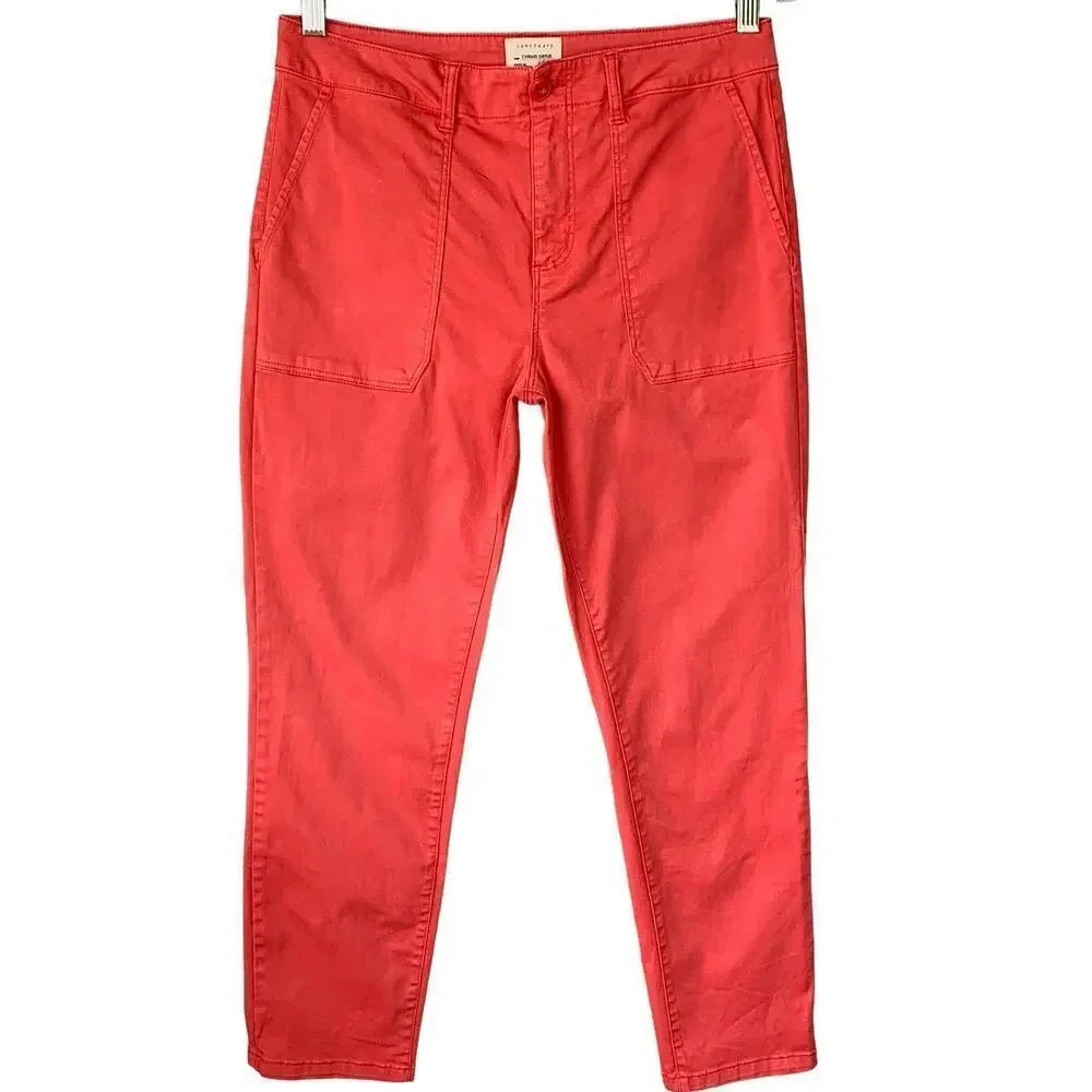 Sanctuary Standard Surplus Tapered Ankle Stretchy Utility Pants Size 28 Coral